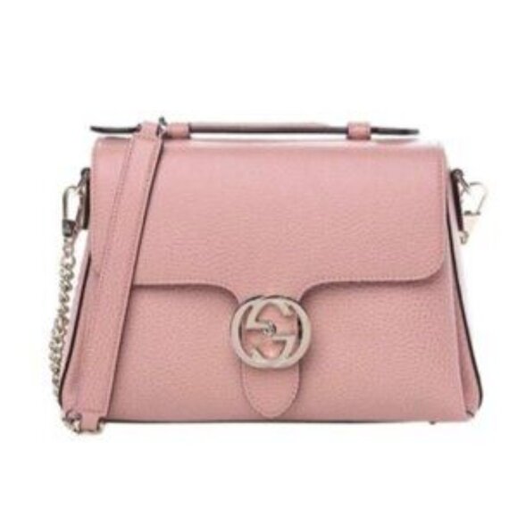 NIB Authentic Gucci Interlocking G Shoulder Bag In Pink - Picture 2 of 12
